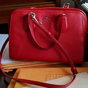 Coach Nolita Satchel Pebble Leather Red